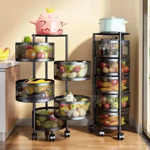 Moveable and Rotatable Kitchen Storage Rack Firut Rack ተሽከርካሪ የፍሩት