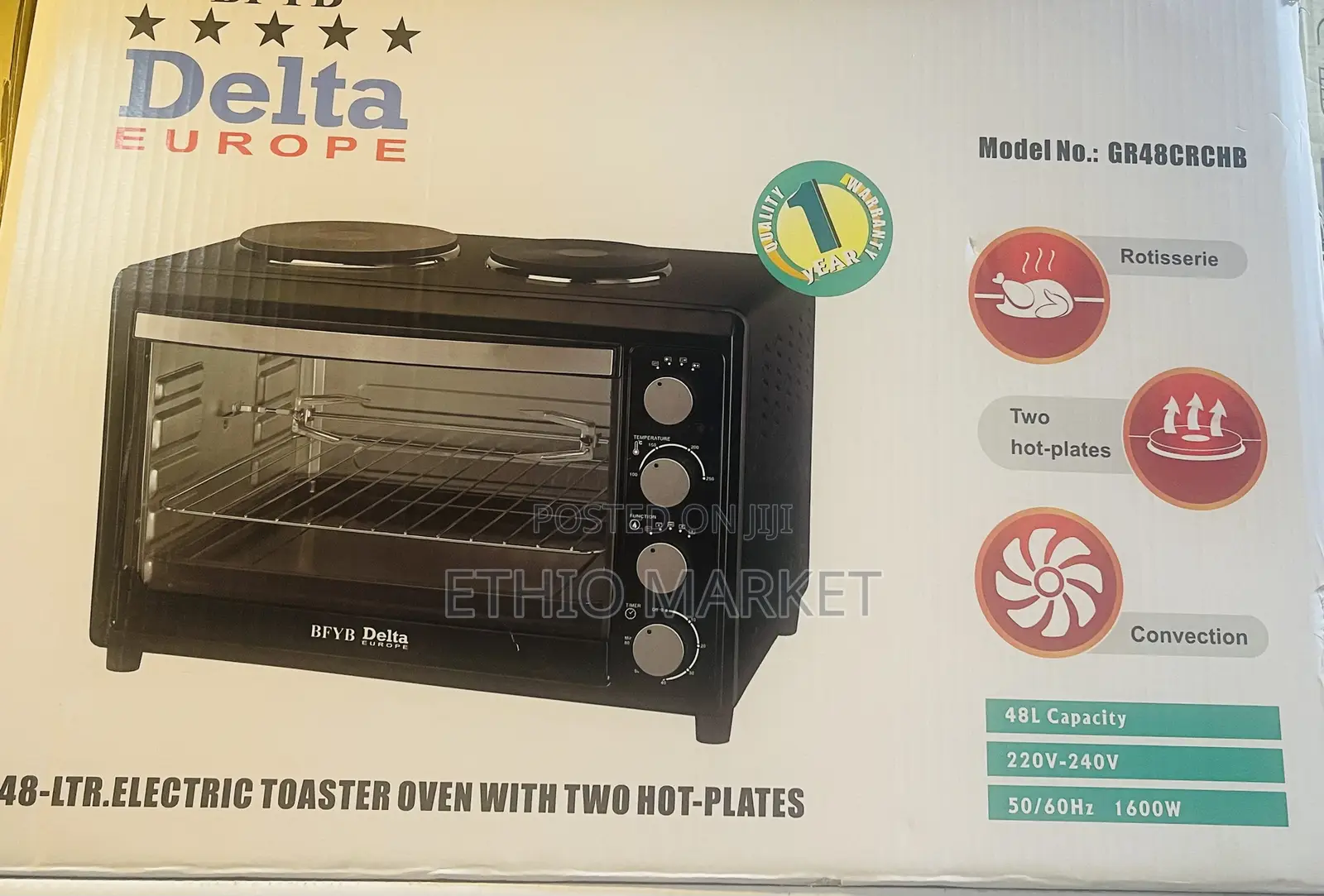 Delta Europe 48-ሊትር ኤሌክትሪክ ቶስተር ምድጃ