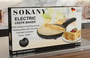  Sokany Electric Crepe Maker HY-901 – 650W | Premium Pancake Maker 