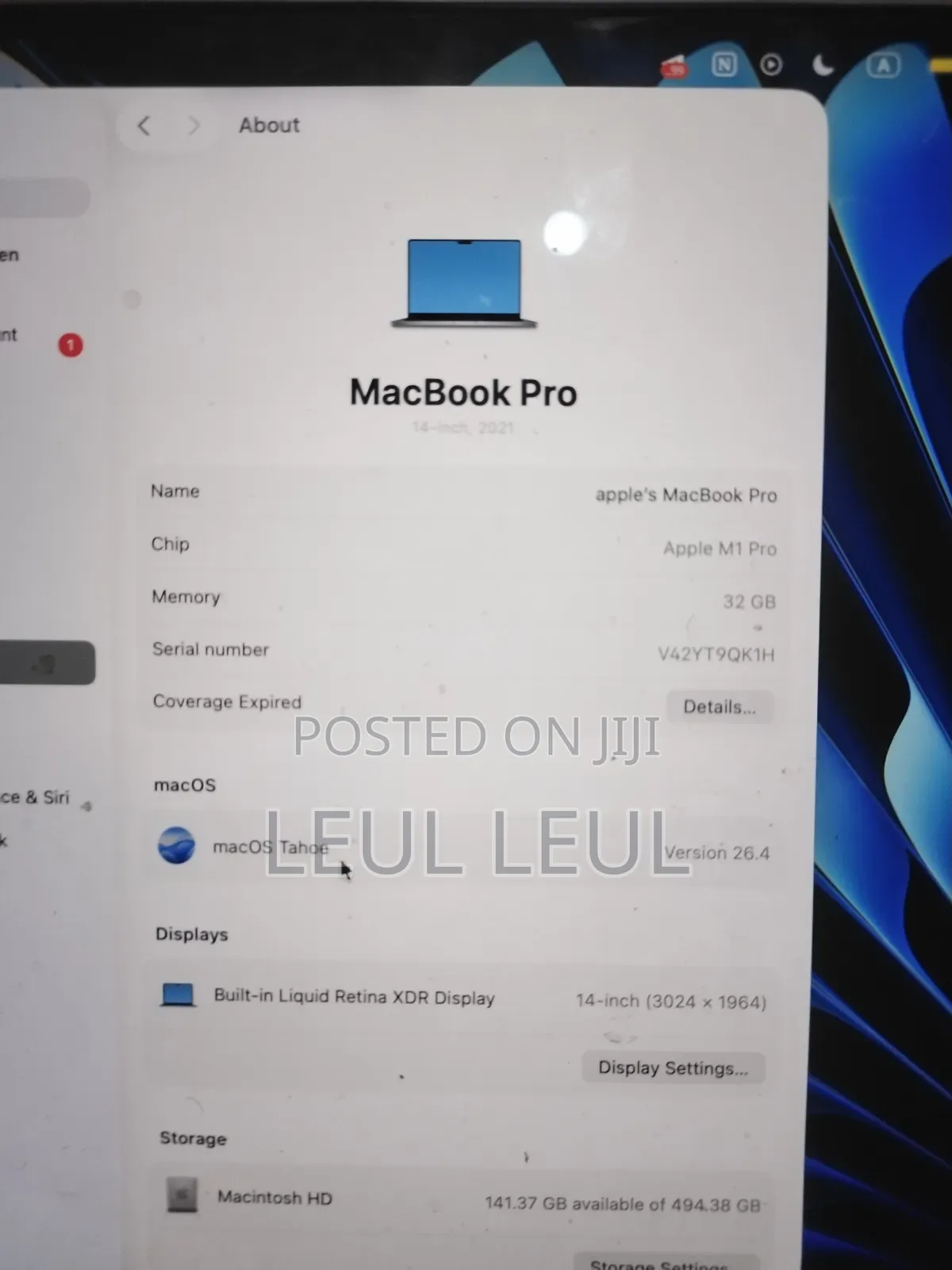 Laptop Apple MacBook Pro 2021 M1 32GB Apple M1 Pro HDD 32GB