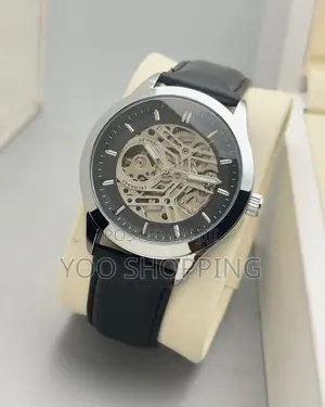 Armani Exchange Leather Strap Watch Mens