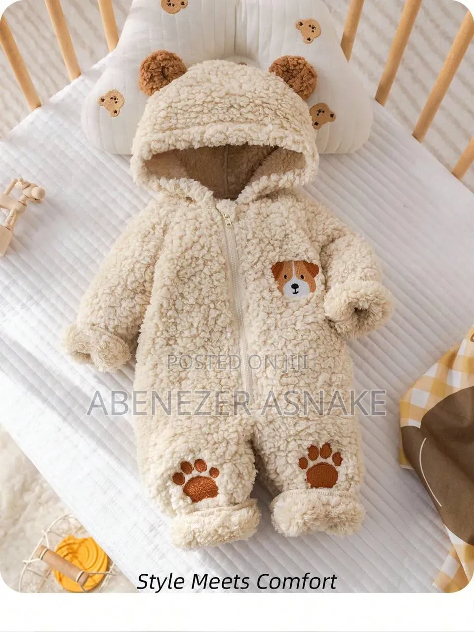 Cute Cartoon Embroidered Plush Winter Jumpsuit