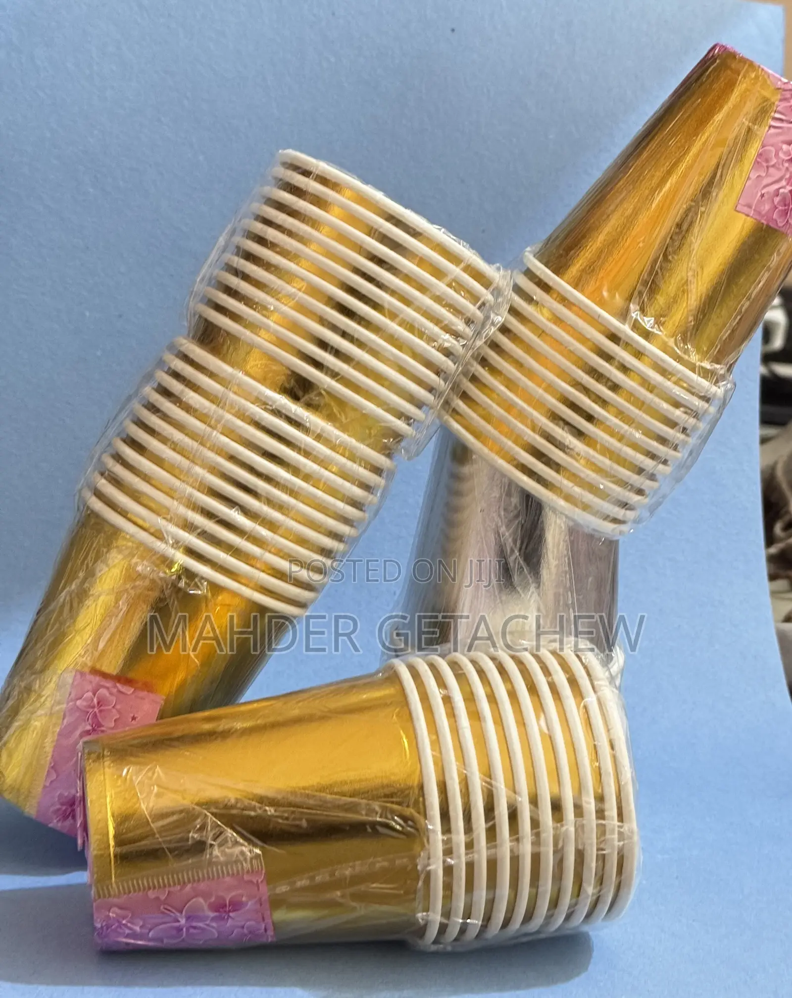 Disposable Paper Cups With a Metallic Finish (Gold and Silver).