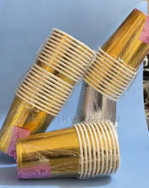 Disposable Paper Cups With a Metallic Finish (Gold and Silver).