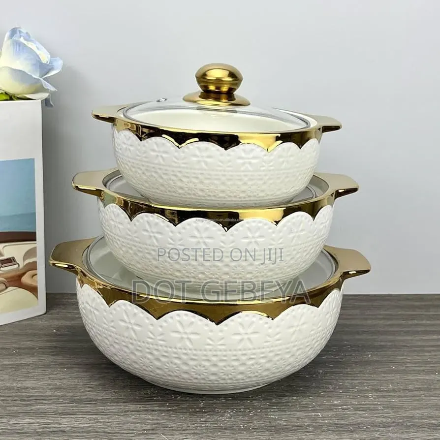 Luxury 3-Piece Ceramic Serving Bowl Set