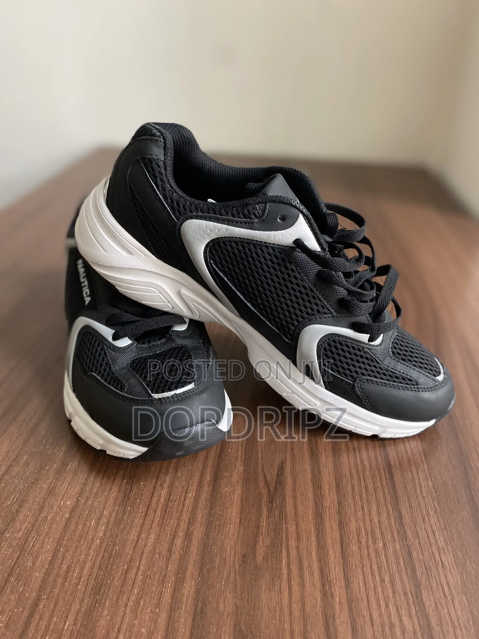 Original Nautica Men's Black White Athletic Sneakers -Breathable Mesh