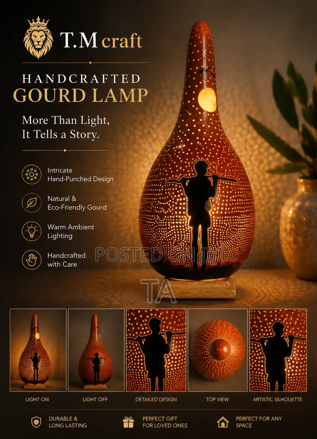 Handcrafted Gourd Lampshade የማስዋቢያ መብራት
የጌጥ መብራት
የቤት ጌጥ
የእጅ ስራ ውጤት