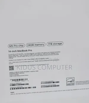 New Laptop Apple MacBook Pro 2025 M5 24GB Apple M5 SSD 1T