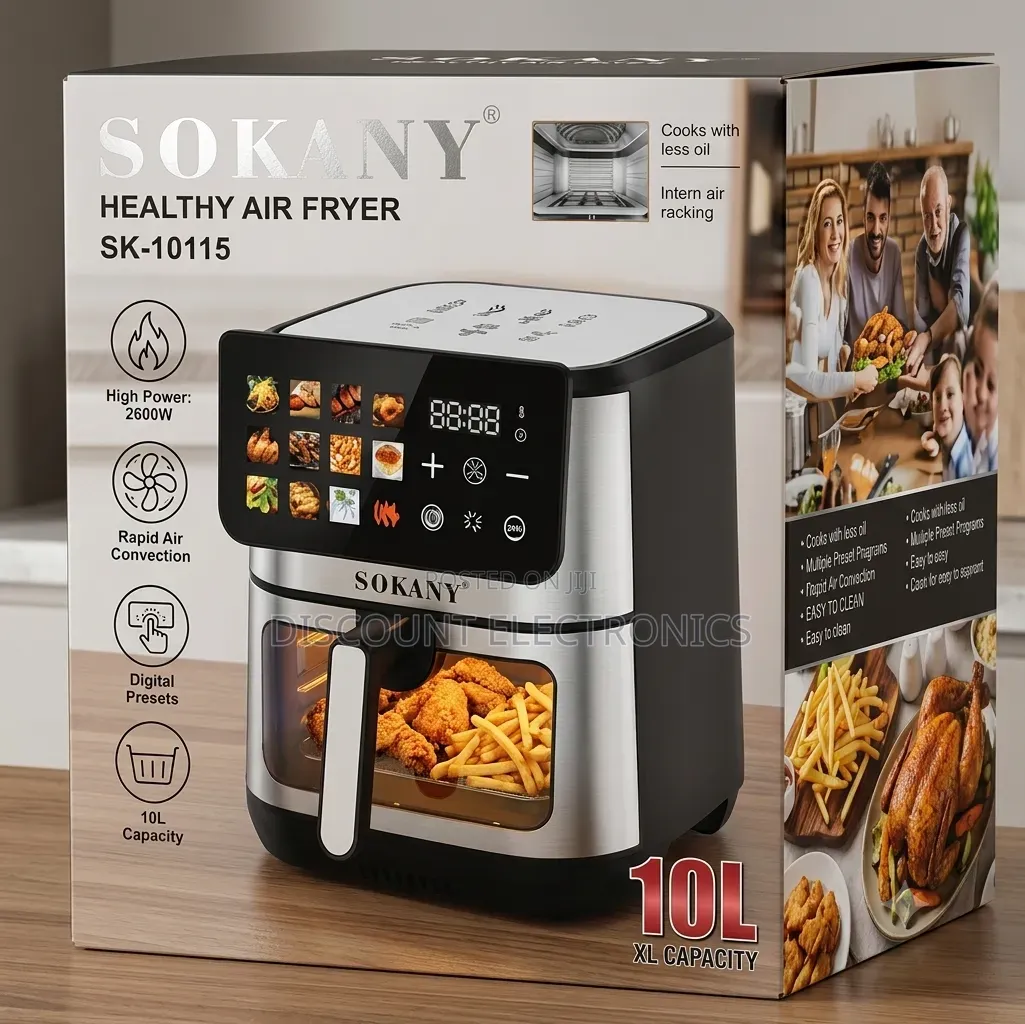 Sokany 10L Digital Air Fryer 2600W With Viewing Window – Brand New