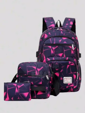 3-in-1 Geometric Backpack Set (4 Colors Available)