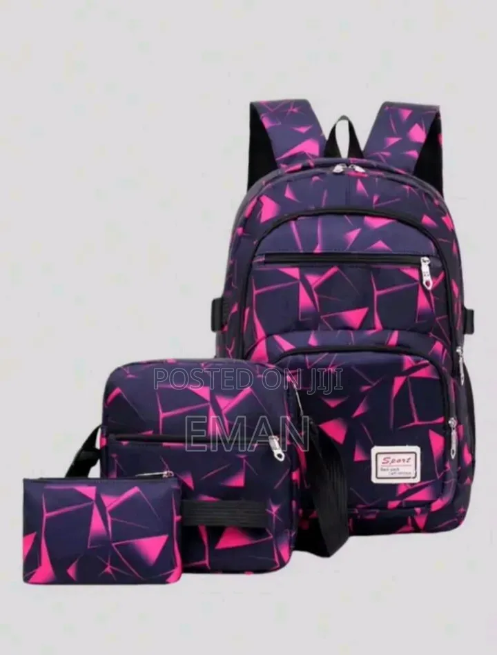 3-in-1 Geometric Backpack Set (4 Colors Available)