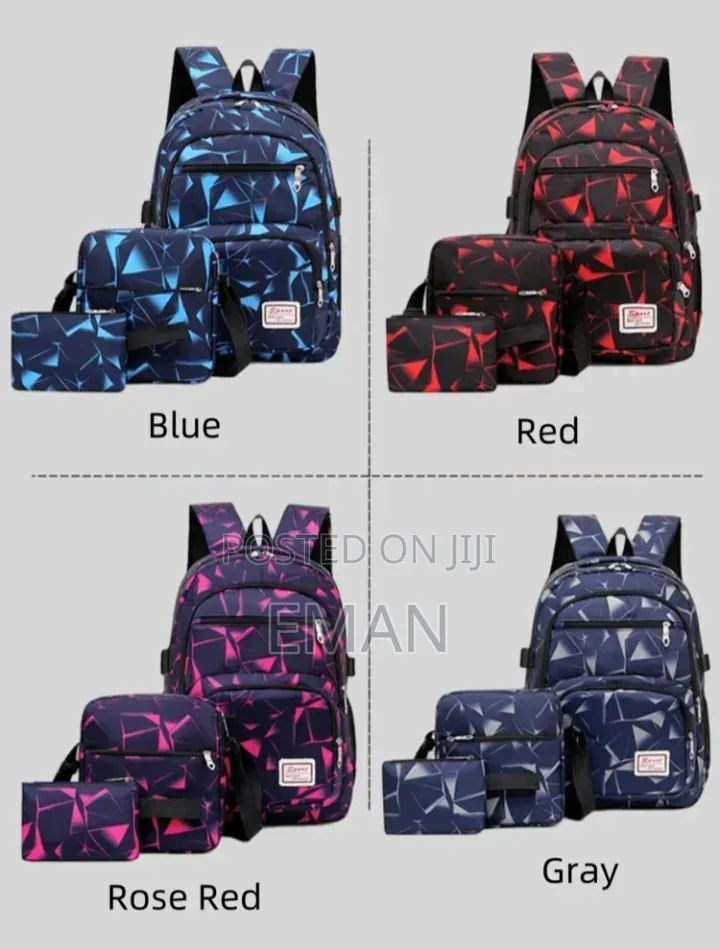 3-in-1 Geometric Backpack Set (4 Colors Available)