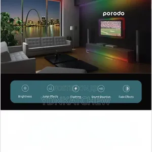 Porodo Blue Sound Reactive RGB Strip Light With Remote Control