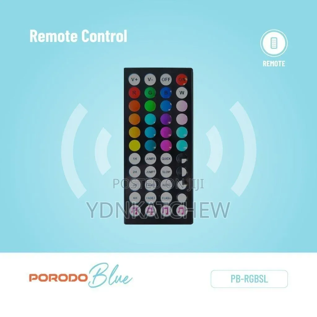 Porodo Blue Sound Reactive RGB Strip Light With Remote Control