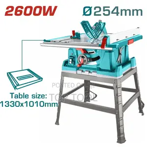 TOTAL TS526043 Industrial Table Saw With a Turquoise Housing.