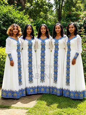 Elegant White Red Habesha Bridesmaid Dresses