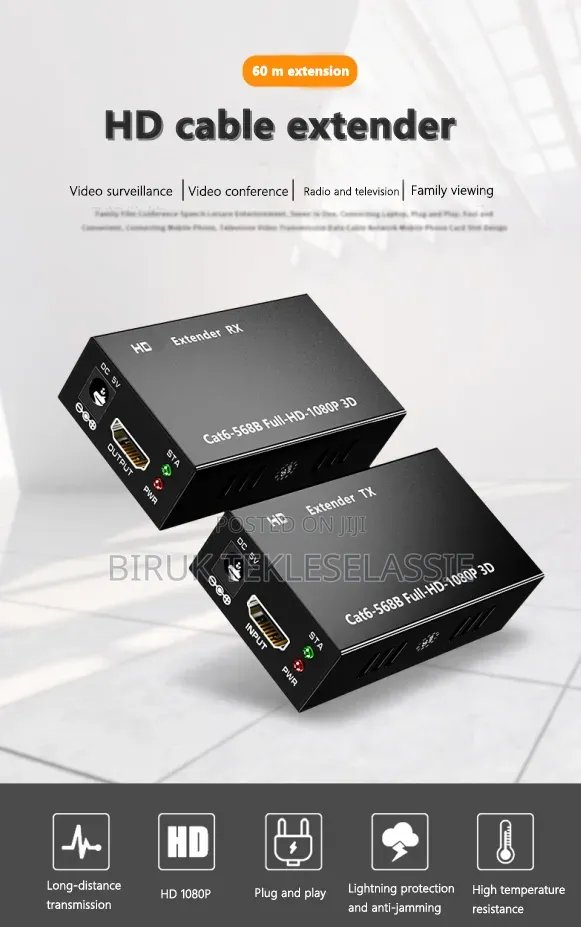 60M Rj45 Hdmi Extender 1080p Hdmi Network Adapter by Cat5e Cat6 Lan