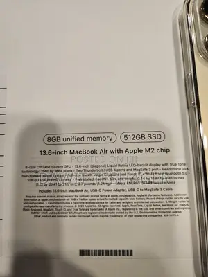 New Laptop Apple MacBook Air 2022 M2 8GB Apple M2 SSD 512GB