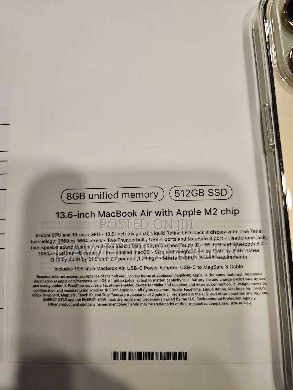 New Laptop Apple MacBook Air 2022 M2 8GB Apple M2 SSD 512GB