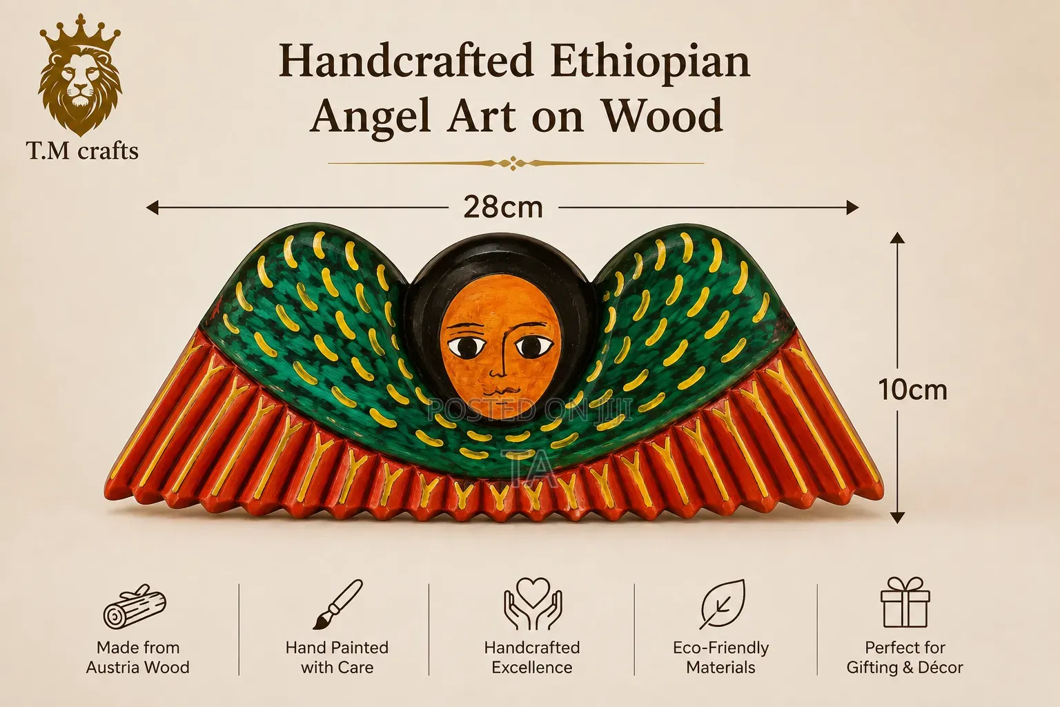 Handcrafted Ethiopian Angle Art on Wood