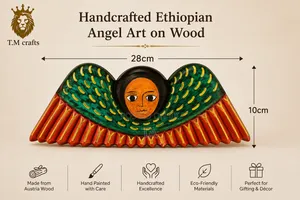 Handcrafted Ethiopian Angle Art on Wood