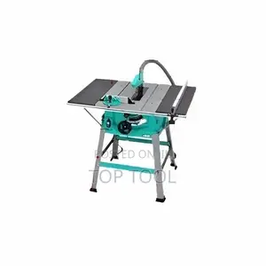TOTAL TS526043 Industrial Table Saw With a Turquoise Housing.