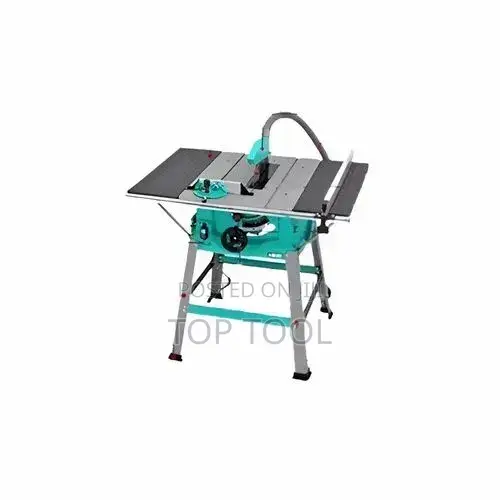 TOTAL TS526043 Industrial Table Saw With a Turquoise Housing.