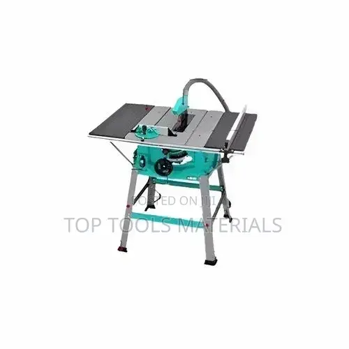 TOTAL TS526043 Industrial Table Saw With a Turquoise Housing.