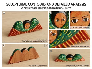 Handcrafted Ethiopian Angle Art on Wood
