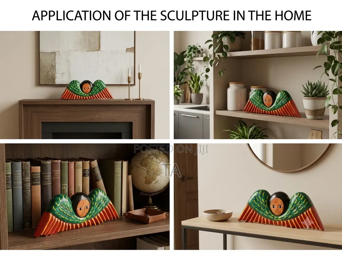 Handcrafted Ethiopian Angle Art on Wood
