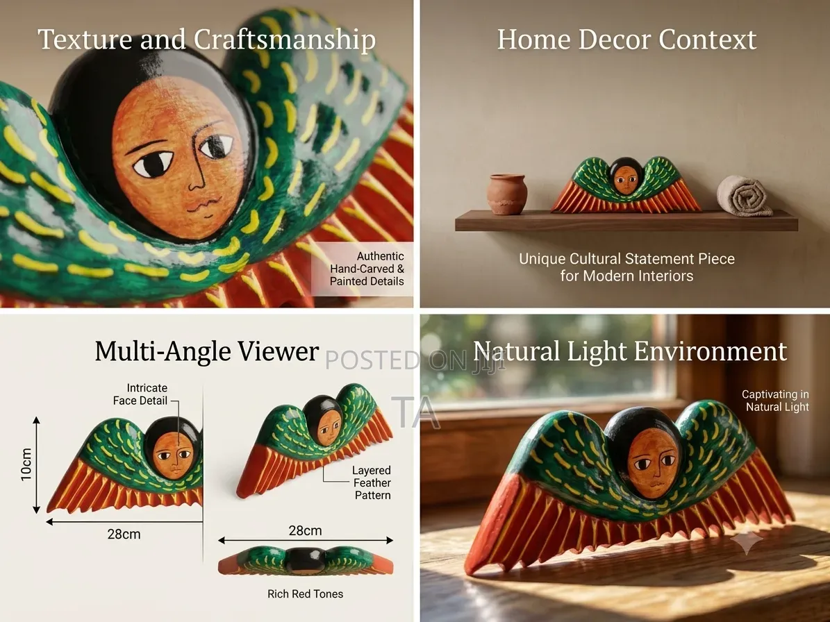 Handcrafted Ethiopian Angle Art on Wood