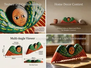Handcrafted Ethiopian Angle Art on Wood
