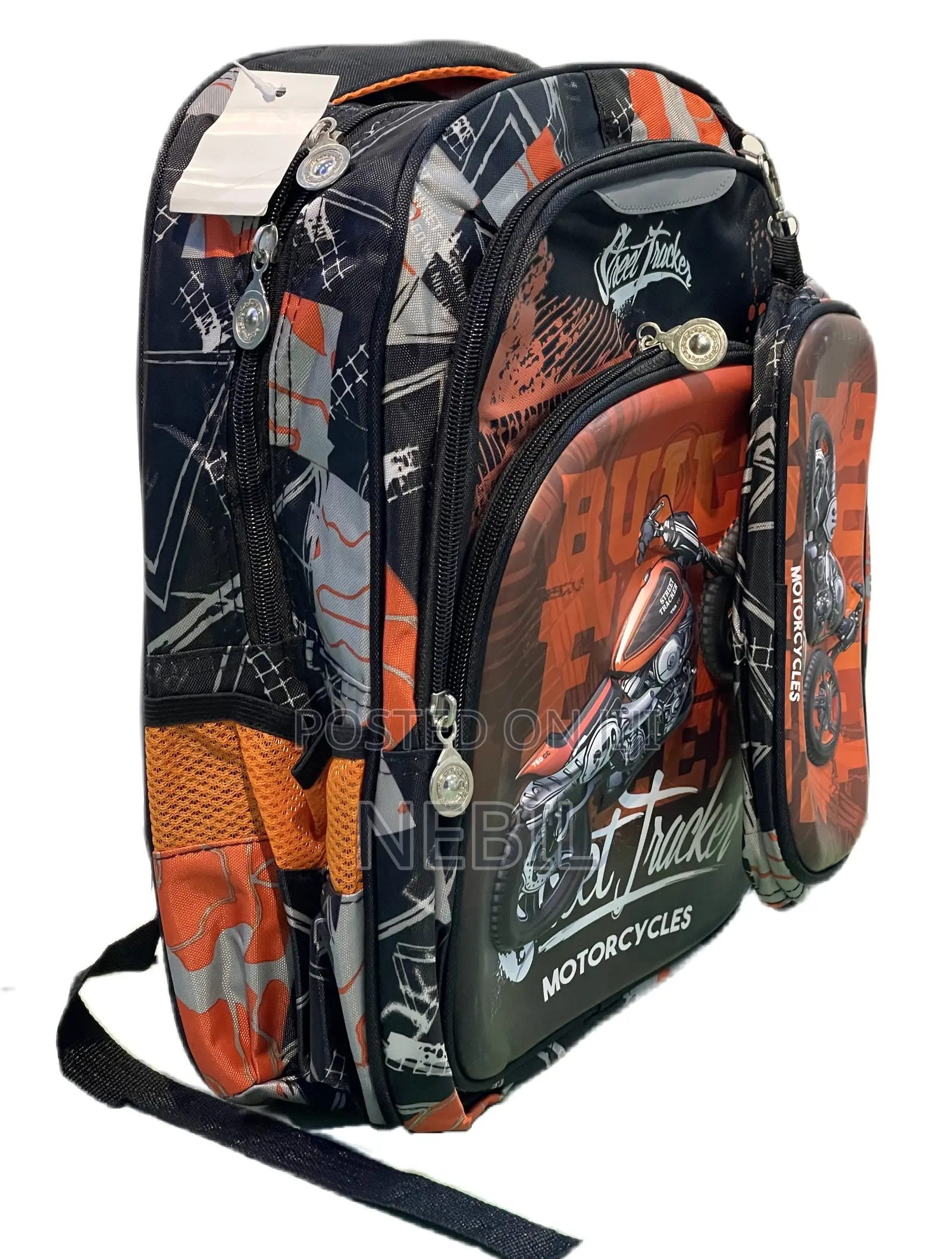 Street Tracker Motorcycle School Backpack for Boys