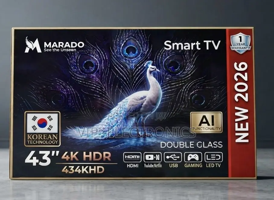 Marado 43 TV HDR Smart TV. Featuring Double Glass, HDR
