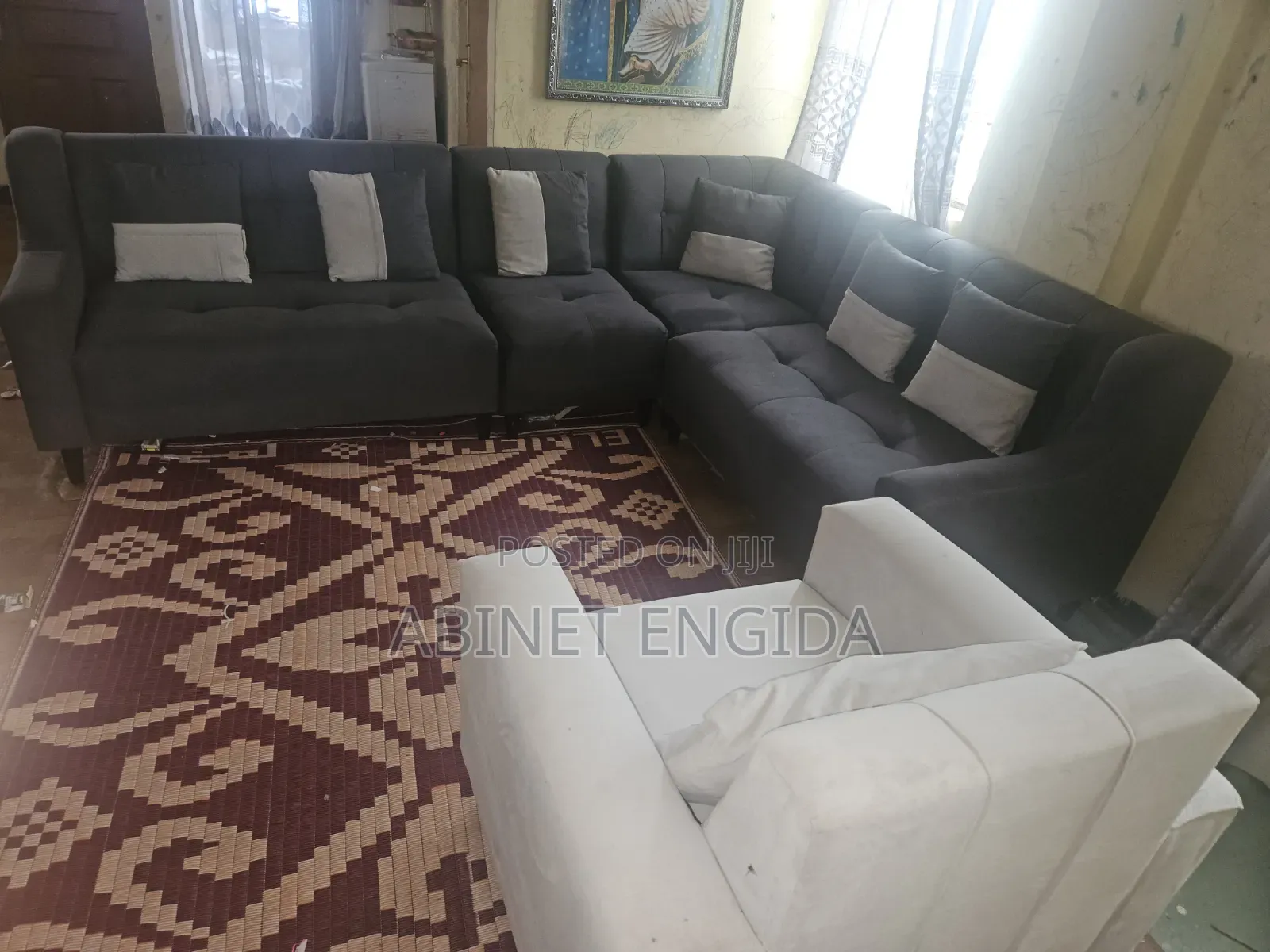Grey Color L Shape Sofa