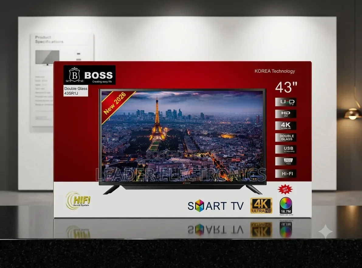 Boss TV 43" Smart Android TV – Double Glass Design | New 2026 | Stylis