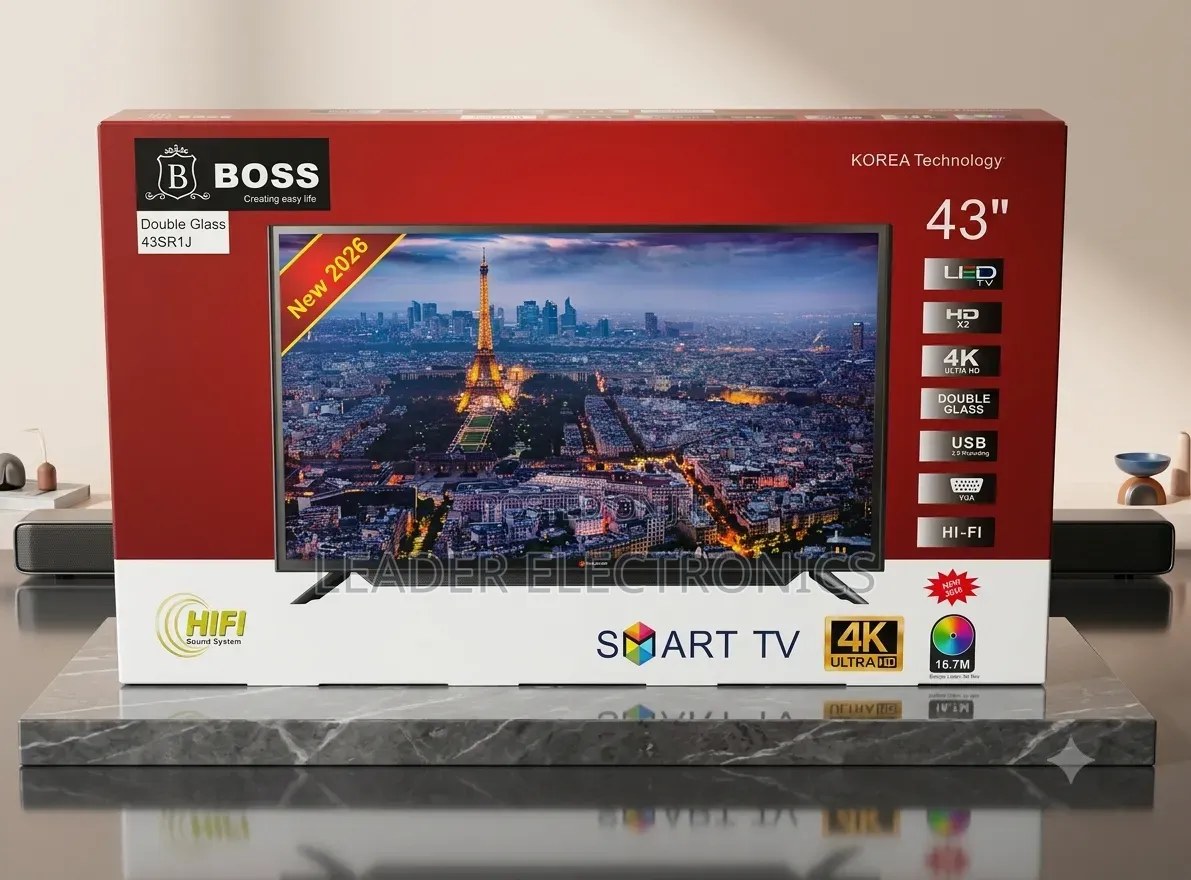 Boss TV 43" Smart Android TV – Double Glass Design | New 2026 | Stylis