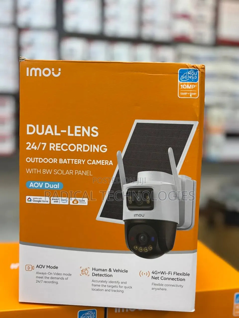 Imou AOV Dual (10MP) በሲም/በዋይፋይም የሚሰራው መብራት ቢጠፋ ማይቋረጥ Secuirity Camera