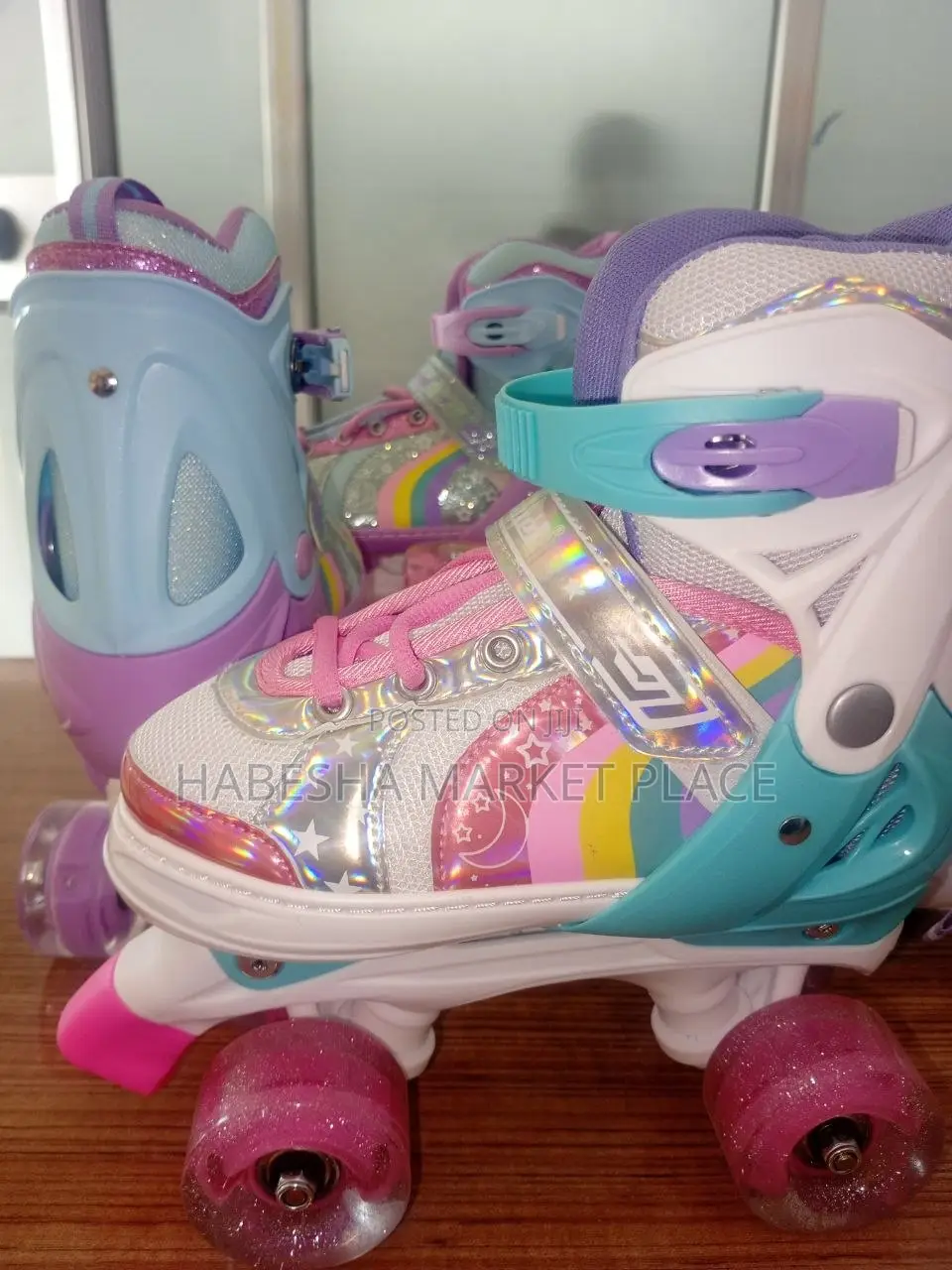 Unicorn Rainbow Roller Skates LED Glow Wheels Holographic