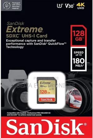 Sandisk Camera Memory 128GB Speed 180 MBPS