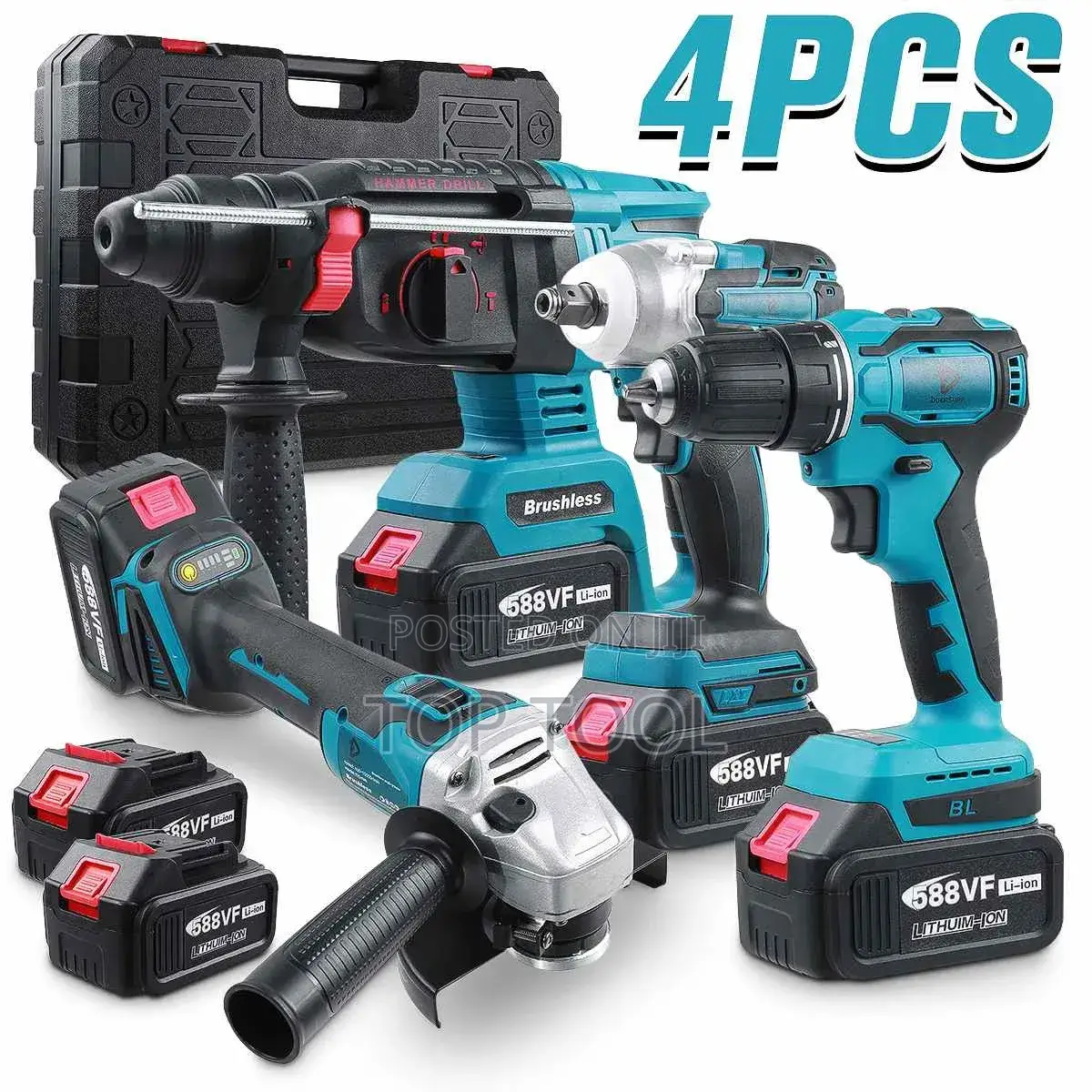 Edon 4-in-1 Cordless Tool Combo Set Featuring a Hammer Drill,