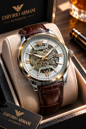 Emporio Armani Automatic Skeleton Watch – Silver Gold Luxury