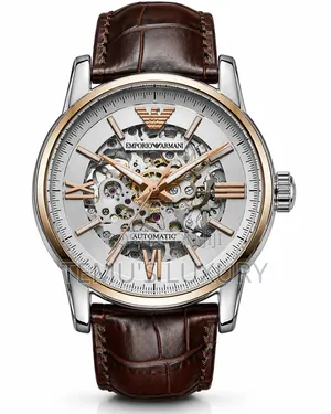 Emporio Armani Automatic Skeleton Watch – Silver Gold Luxury