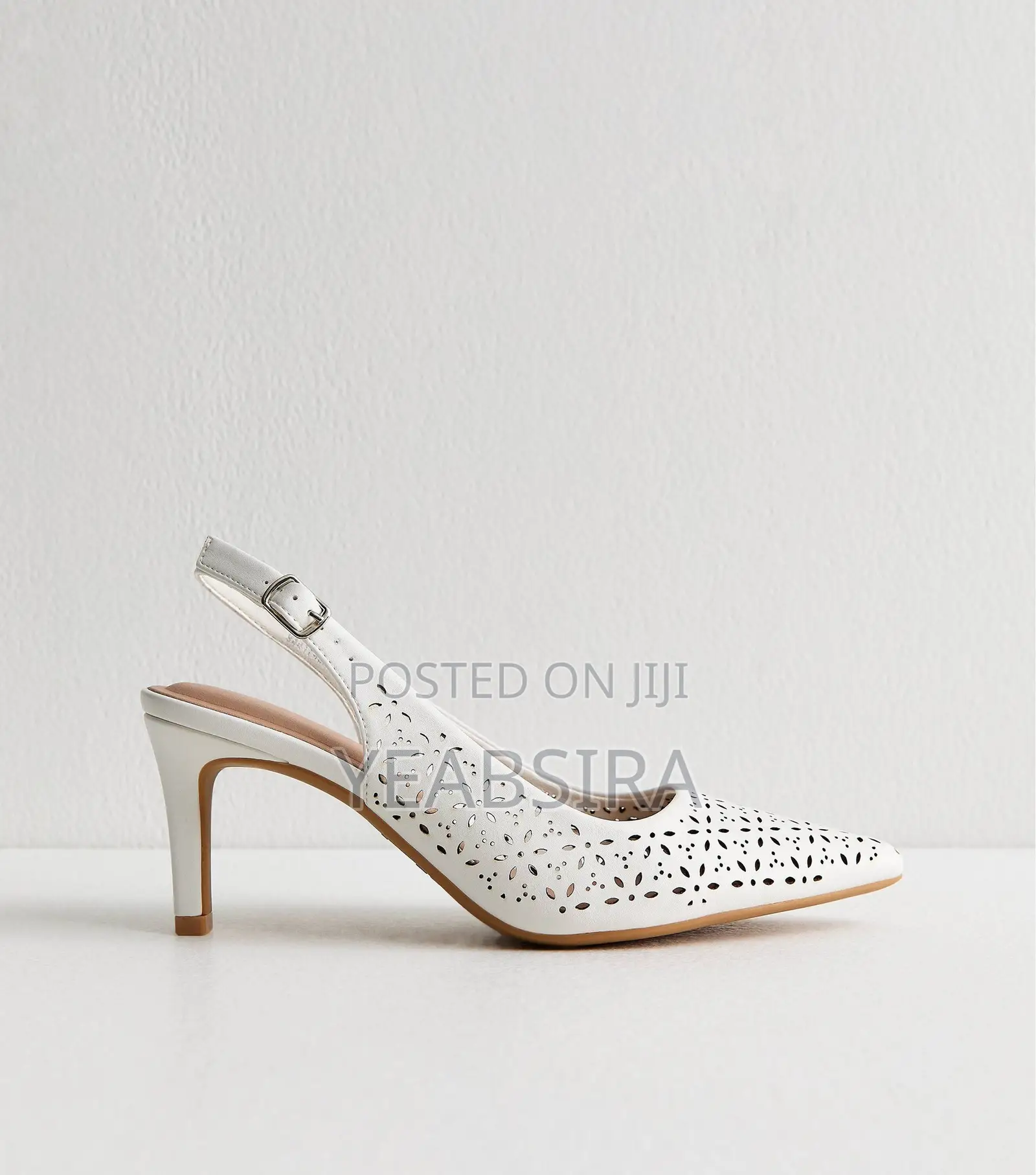 Faux Leather Floral Cut Out Slingback Court Heels