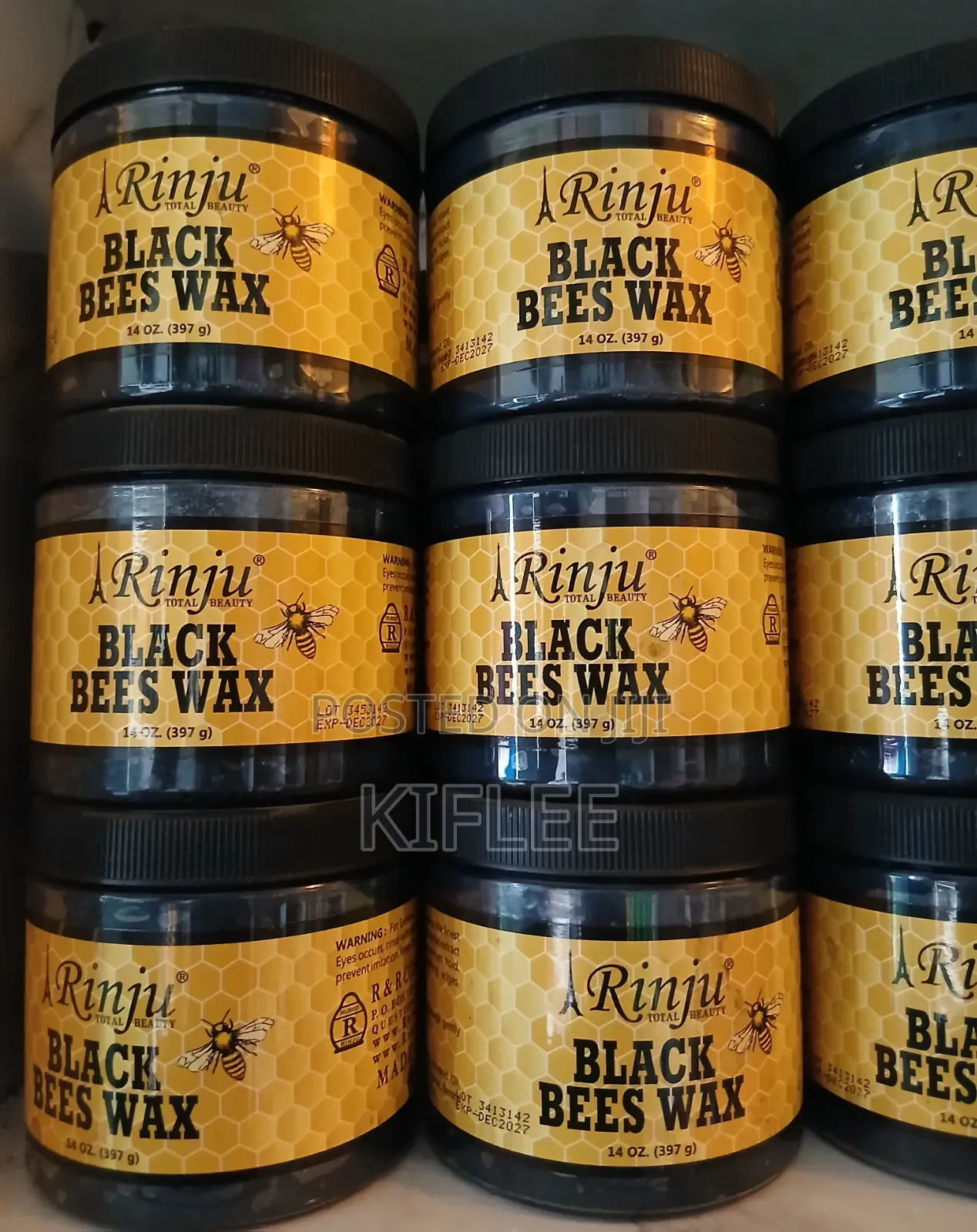 የሪንጁ ብላክ ቢስ ዋክስ የፀጉር ቅባት (Rinju Black Bees Wax - 397g)