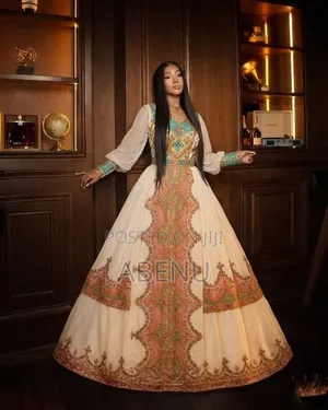 Elegant Ethiopian Habesha Kemis With Traditional Embroidery