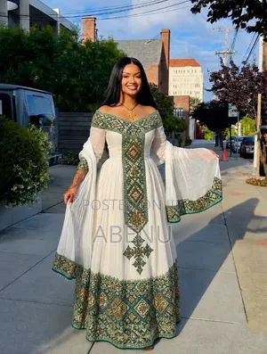 Elegant Ethiopian Habesha Kemis With Traditional Embroidery Descriptio