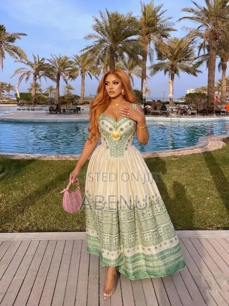 Elegant Sage Green Ivory Maxi Dress