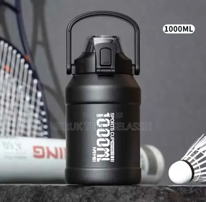 Nrmei 1 Liter Thermos Bottle With Removable Straw Stainless Steel