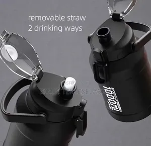 Nrmei 1 Liter Thermos Bottle With Removable Straw Stainless Steel